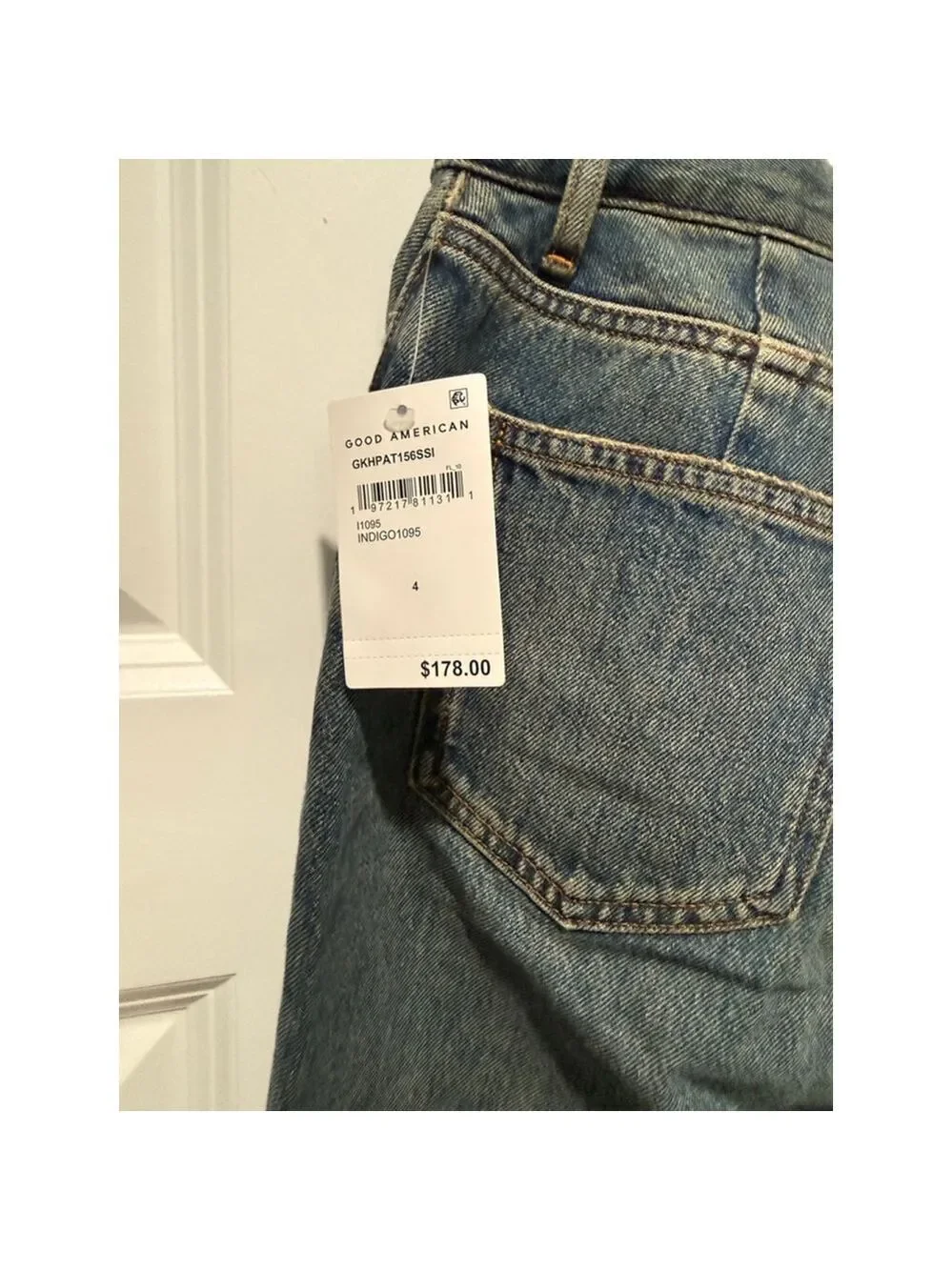 Women's GOOD AMERICAN Blue Patchwork The Khloe Flare Jeans Size 4 - Picture 11 of 11